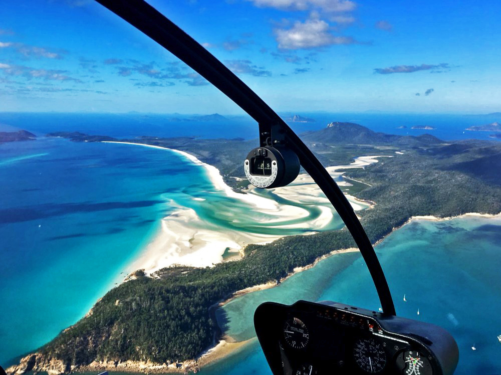 It takes about 30 mins and you will be staying on the . Whitehaven Beach Helicopter Tour Scenic Flight Booker